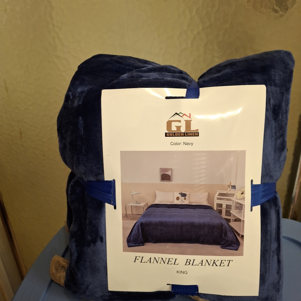 Navy Flannel Blanket - King Size